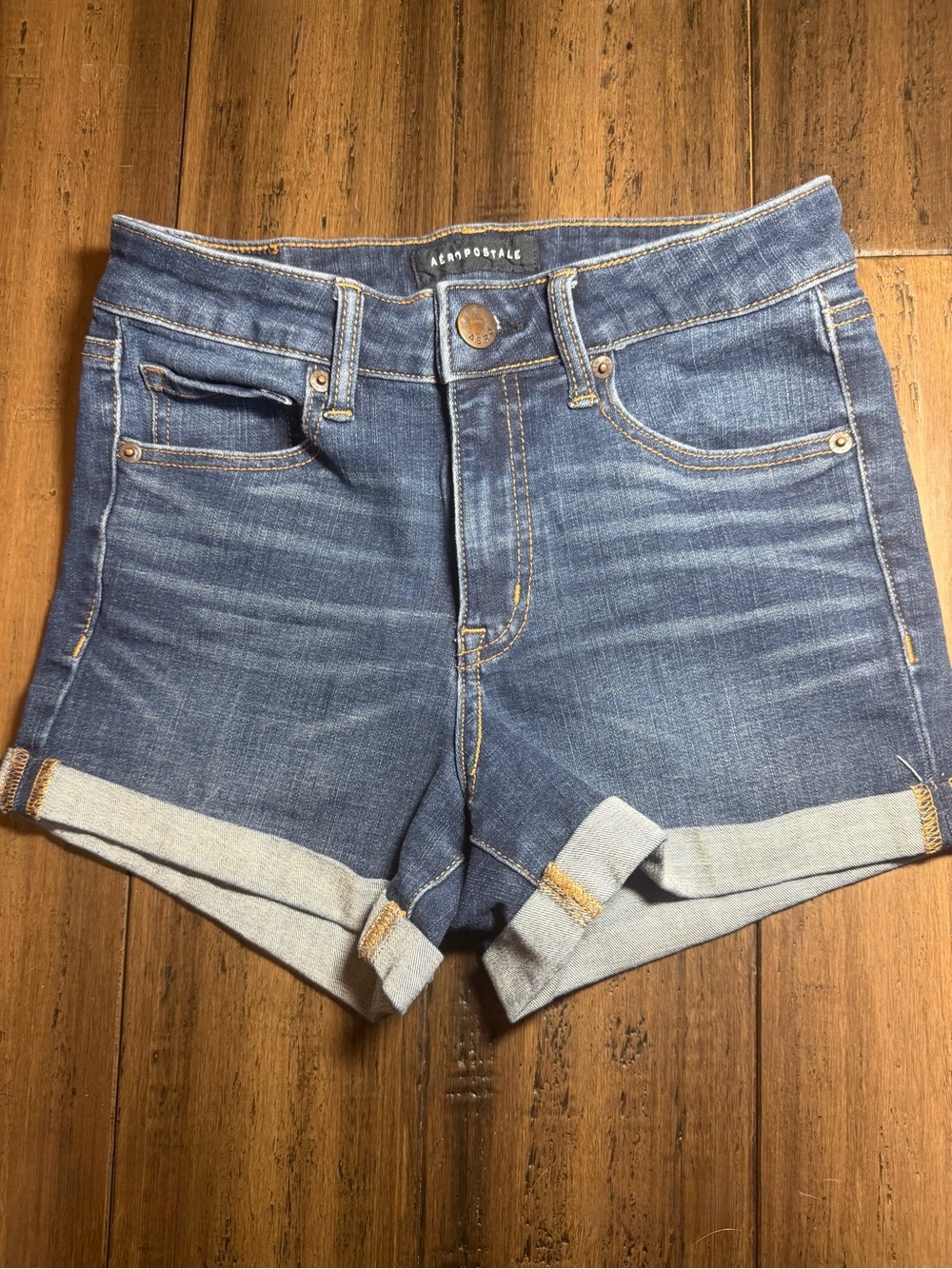 Aeropostale Women's Medium Blue Rolled Cuff Denim Shorts
